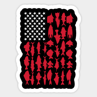 American Fish Flag Fishing Sticker